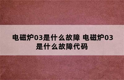 电磁炉03是什么故障 电磁炉03是什么故障代码